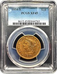 1854-S | 10 Liberty | PCGS | XF-45 | Holder