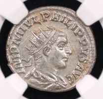 244–249 AD Philip I Double-Denarius NGC Ch MS