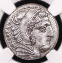 336–323 BC Alexander III Tetradrachm, Lifetime Issue, NGC AU