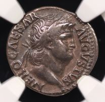 Nero AR Denarius (AD 54–68) – NGC Ch VF★ | Jupiter Reverse