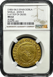 1406-54 Spanish Dobla| Seville | John II | NGC MS 62 | IN Holder
