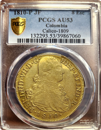 1810| Colombia - Calico | 8 Escudo | PCGS AU-53 | In Holder
