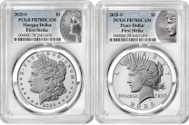  2025-S | Morgan & Peace Silver Dollar | Two-Coin Set PCGS Proof-70 | Both Sides



