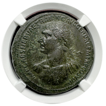 Trajan Bronze Sestertius | CH-AU 4x2 Fine Style | Obverse